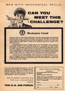 1956 US Air Force Aircraft Mechanics Creed Recruitment