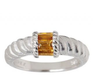 Judith Ripka Sterling Gemstone Baguette Textured Ring —