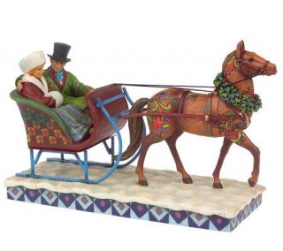 Jim Shore Heartwood Creek Couple in Sleigh w/ Horse Figurine