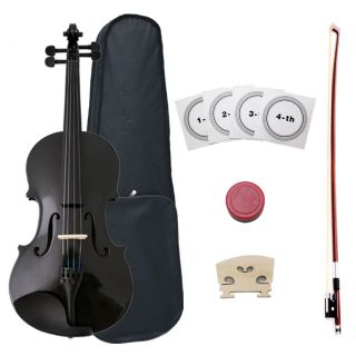 New Crescent 4 4 Black Acoustic Violin Acc Full Set of Eleca Strings
