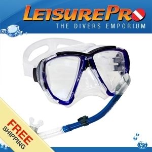 Cressi Big Eyes Snorkeling Dive Mask with 100 Dry Snorkel Set