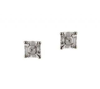 Diamonique 0.75 ct tw Asscher Stud Earrings, 14K Gold   J105315