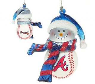 Atlanta Braves Home Run Snowman Ornament Set —