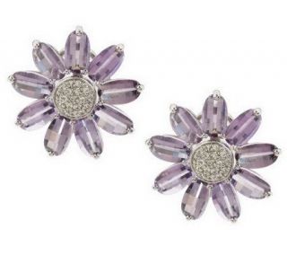 As Is 7.90 ct tw Gemstone & White Topaz Sterling Flower Earrings 