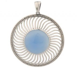 Artisan Crafted Sterling & Blue Chalcedony Sunray Open —