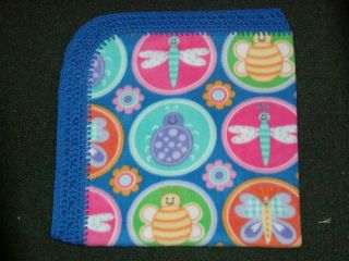 Cradle Receiving Blanket Cuddle Bugs and Flower Buttons