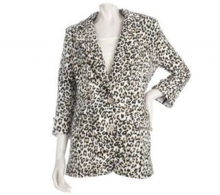 DASH by Kardashian 3/4 Sleeve Leopard Print Knit Blazer —