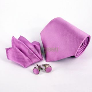  Woven Silk Mens Tie Necktie Set Cufflinks Light Purple US