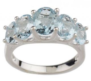 Sterling 2.35 ct tw Oval Aquamarine 5 stone Ring   J156388