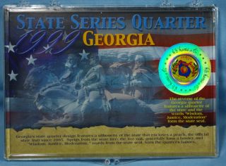State Series Quarter Color Georgia 1999 in Display Case H E Harris Co