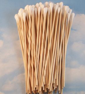 SWABS ~ 6 Inch ~ COTTON TIP   WOOD SHAFT ~ 100 Pc. BAG ~ NEW