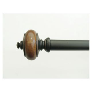  72 in to 144 in Antique Black Wood Metal Single Curtain Rod