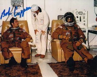 bob crippen handsigned sts 1 suiting up glossy photo