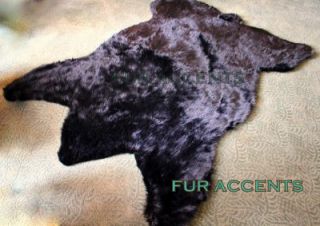 54x80 Faux Fur Rug Black Bear Accent Rug Fake Shag Taxidermy Pelt