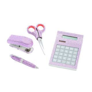Item Purple Crystal Desk Office Supply Set Scissor Calculator