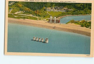 Vintage Postcards Power Plant Dam Lake Murray Near Columbia South