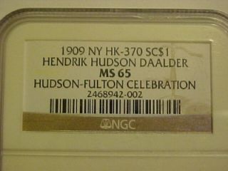 1909 Hendrik Hudson Daalder NGC MS 65 So Called Dollar Medal Token