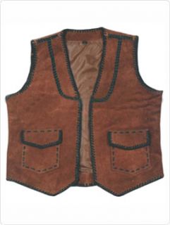 Western Mens Laides Brown Suede Leather Cowboy Cowgirl Vest Jacket s M