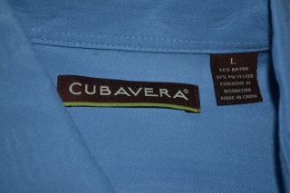 Cubavera Double or Nothing Blue Embroidered Poker Gambling Shirt Mens