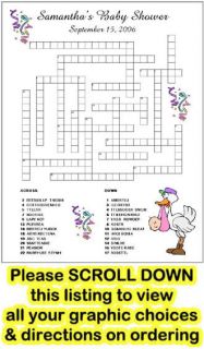 Baby Shower Crossword Word Scramble Puzzles Game Favors
