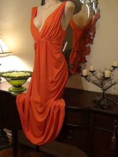 NWT Dress Gown  Spandex Nightgown ORANGE Lingerie COUTURE