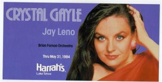 Crystal Gayle Harrahs Lake Tahoe Postcard 1984 Jay Leno