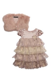Biscotti Faux Fur Bolero & Dress (Toddler)