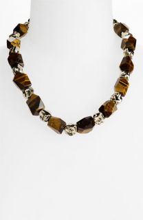 St. John Collection Tigers Eye & Metal Bead Necklace
