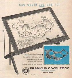1957 Franklin C Wolfe Co Culver City CA Gasket Ad