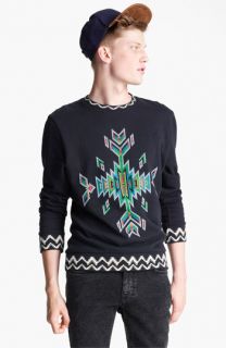 Topman Aztec Print Crewneck Sweatshirt