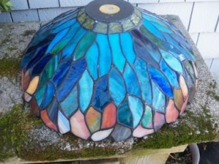 Vintage Dale Tiffany Stained Glass Lampshade Signed on Plaque Inside