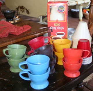  Set 12 Colored Solo Cup Cozy Holders and Disposable Cup Inserts in Box