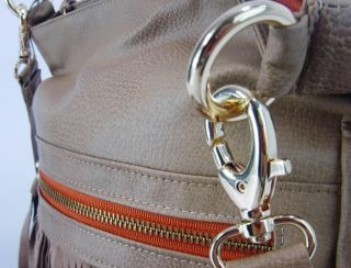 CRI de Coeur Womens Handbag Camel Leather Whitney Fringe Crossbody