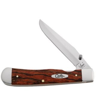 NEW Case XX Orange Curley Zebra Wood Trapperlock Knife 30601