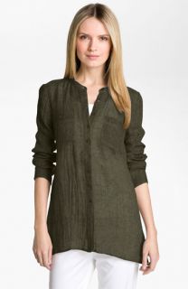 Eileen Fisher Mandarin Collar Linen Shirt