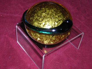 Hand Made Terry Crider Signed Serpants Gold Art Glass Paperweight