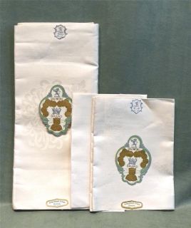 Vintage Irish Damask Linen Tablecloth 2 NPKN Unused Xlent Estate L K