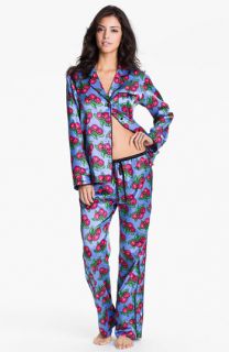 Betsey Johnson Cuddly Back Satin Pajama Set