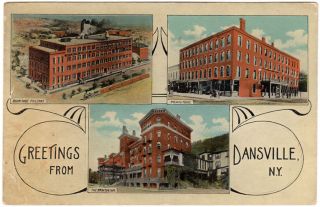 Dansville NY   SHOE FACTORY   HOTEL   SANITORIUM   Postcard