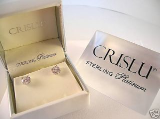 Crislu Sterling Platinum Round Stud CZ 2 0 cttw Earring
