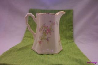 Crooksville Creamer Small 1930s Pitcher USA Pottery Pink Flowers Gold