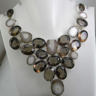 solar quartz smoky topaz 925 sterling silver necklace plated handmade