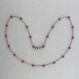16 inch 18K White Gold Hinged Link 3 00ct Pink Red Ruby 90ct Diamond