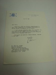  President Dan Quayle Congratulations Letter to OSM Harry Snyder
