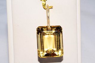  54 16ct Natural Huge Citrine Diamond Dangle Pendant Gorgeous