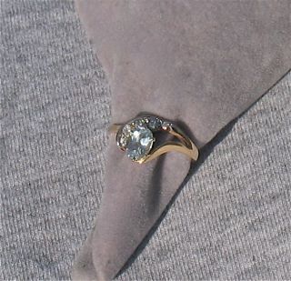  Aquamarine and Diamond 14k Gold Ring
