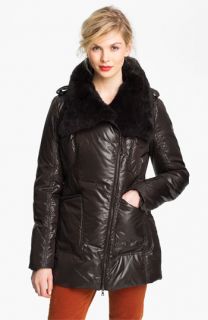 Vince Camuto Quilted Coat with Genuine Rabbit Fur