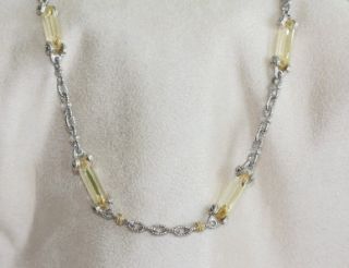Judith Ripka Two SS 18K 17 Canary Crystal Necklace