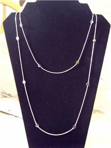 premier designs long silver cascade necklace new