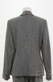 Escada Black Label 2pc Grey Pinstripe Wool Jacket & Pants Suit Size 42
